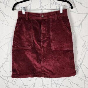 Jeanir Burgundy Corduroy Stretch Pencil Mini Skirt
